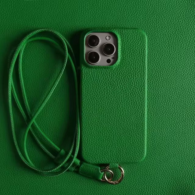 Phone case with strap - Leather Green Edition