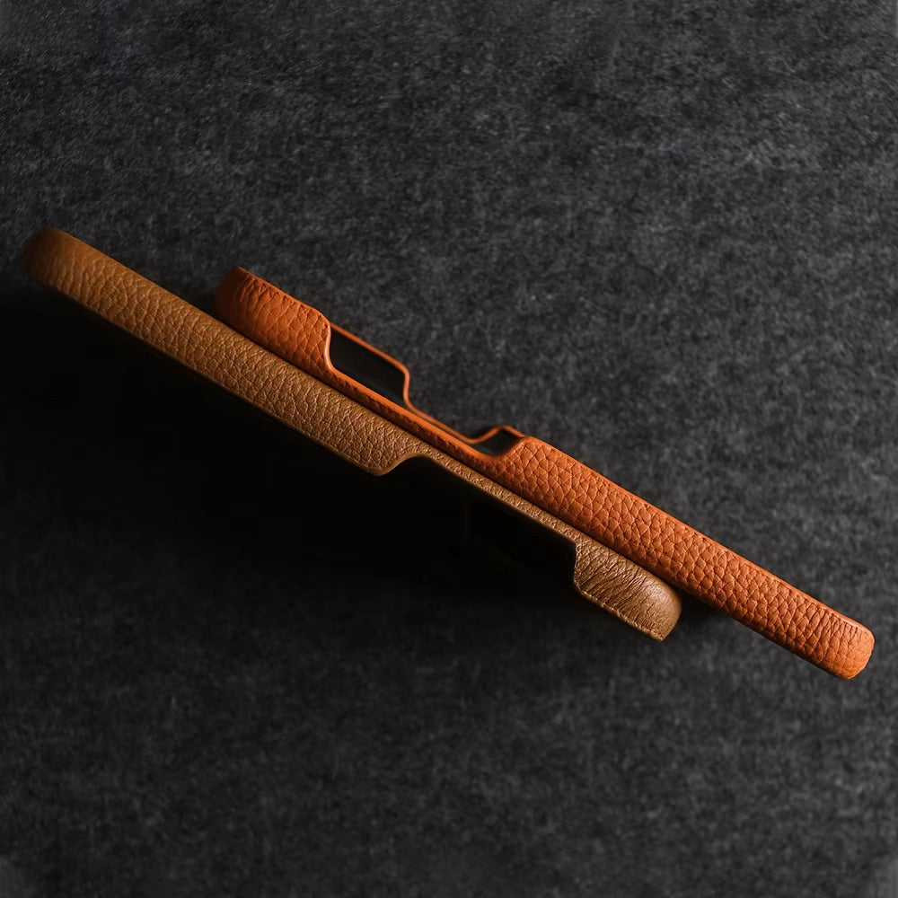 Phone case with strap - Leather Orange Edition