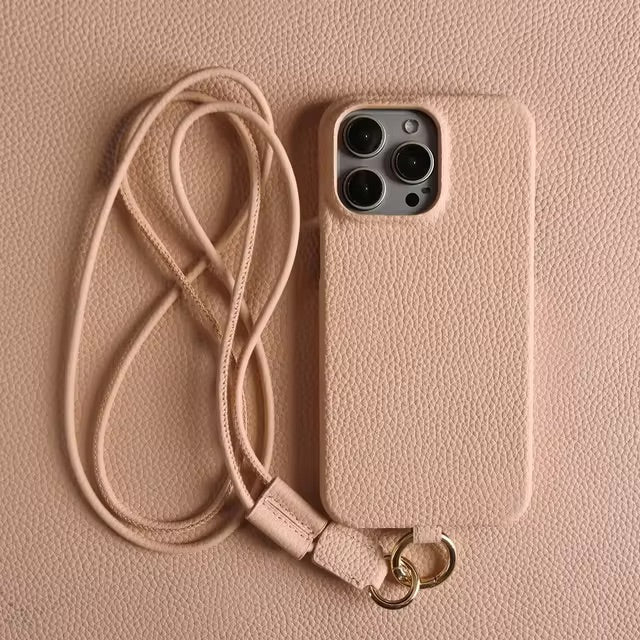 Phone case with strap - Leather Black Edition