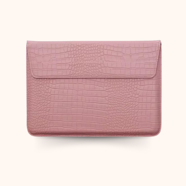 Vegan Leather Laptop Sleeve - Pink Crocodile Edition