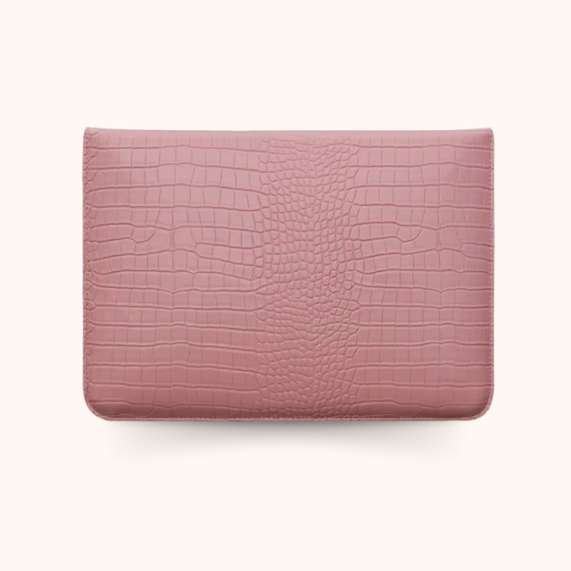 Vegan Leather Laptop Sleeve - Pink Crocodile Edition